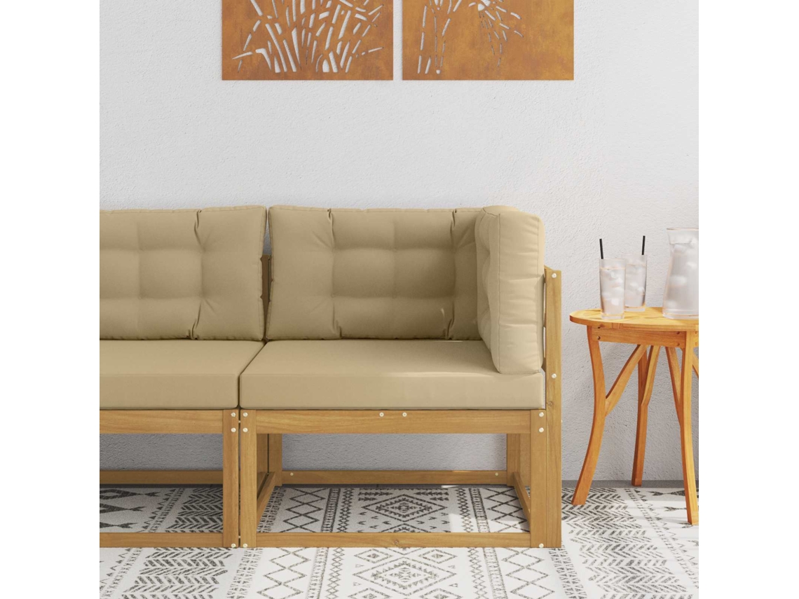 Vidaxl Sofá De Canto Outdoor Poliéster Branco