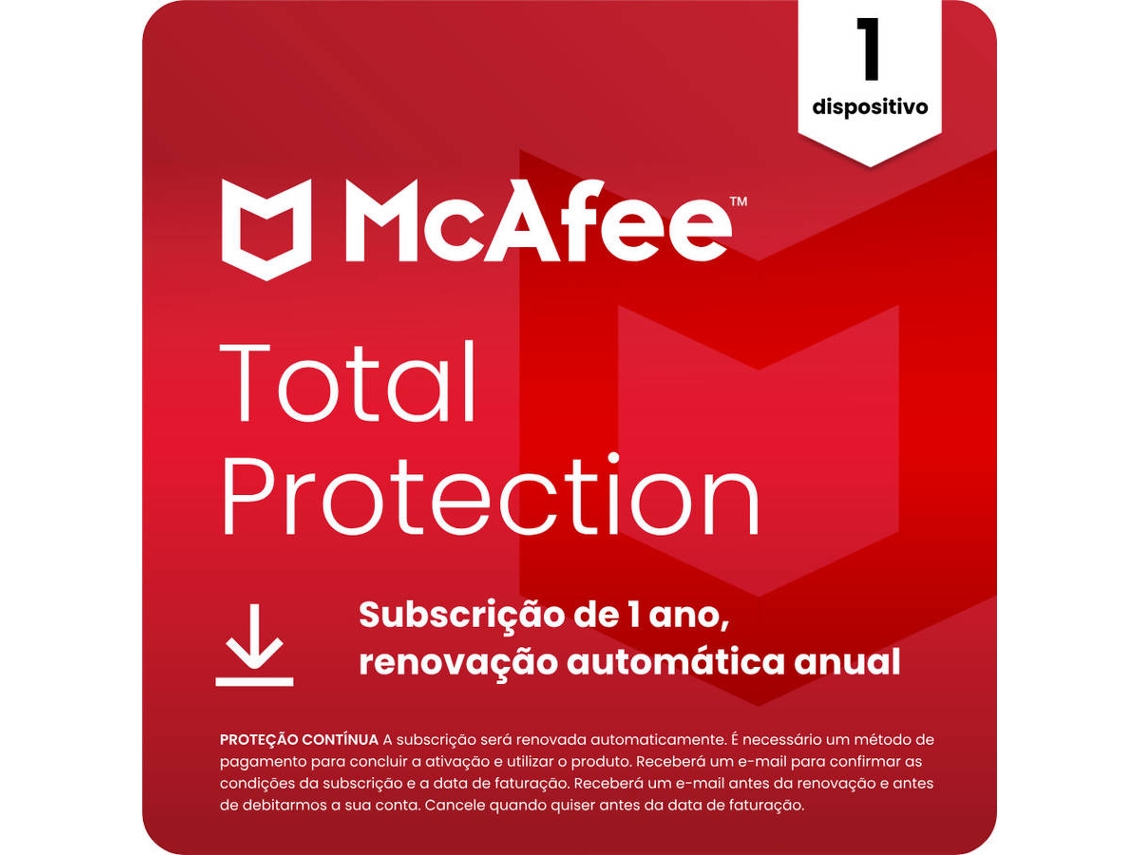 Software MCAFEE Total Protection (1 Dispositivos - 1 Ano - PC, Mac, Smartphone e Tablets - Formato Digital)