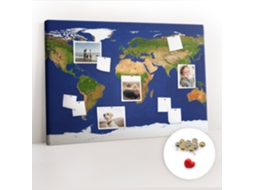 Painel De Cortiça Para Parede Grande Mapa-múndi Para O Escritório Espelharte (120x80 Cm)