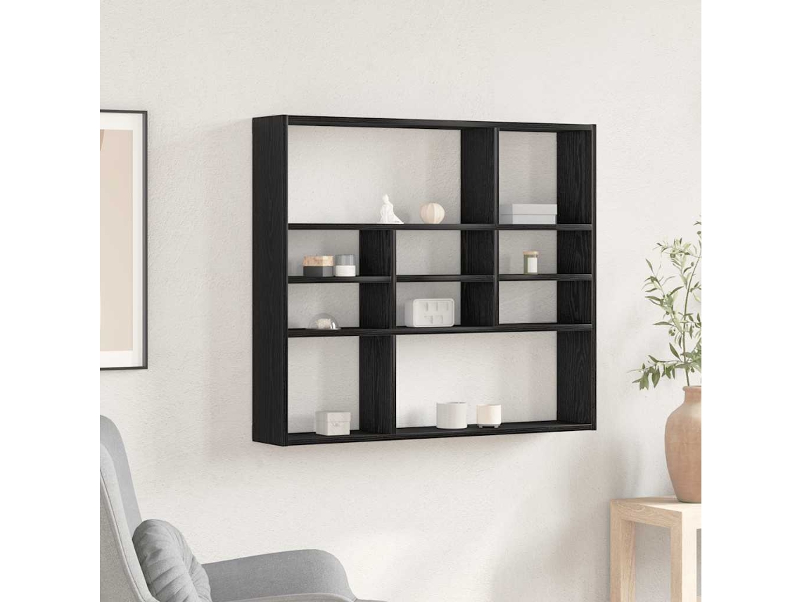 Vidaxl Prateleira De Parede Em Carvalho Preto, 90x16x78 Cm, Madeira Engenheirada