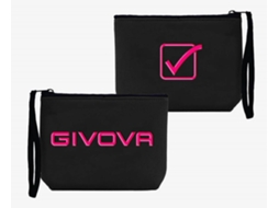 Pochette Em Neoprene Preto E Fúcsia, Bolsa De Mão Compacta Com Zíper E Logotipo De Silicone Givova