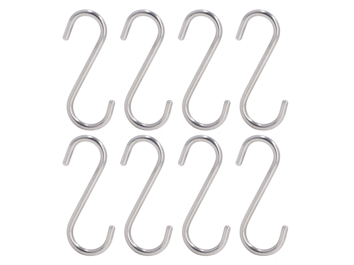 8pcs Ganchos em S de Aço Inoxidável 304 Resistente à Ferrugem para Cozinha, Banheiro, 120g com MARCA