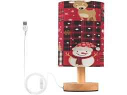 Abajur De Natal Mnsruu Para Quarto E Sala Estar, Com Portas De Carregamento Usb, Abajur De Cabeceira Natalino Xadrez