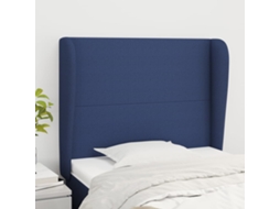 Vidaxl Cabeceira De Cama C/ Abas Tecido 93x23x118/128 Cm Azul