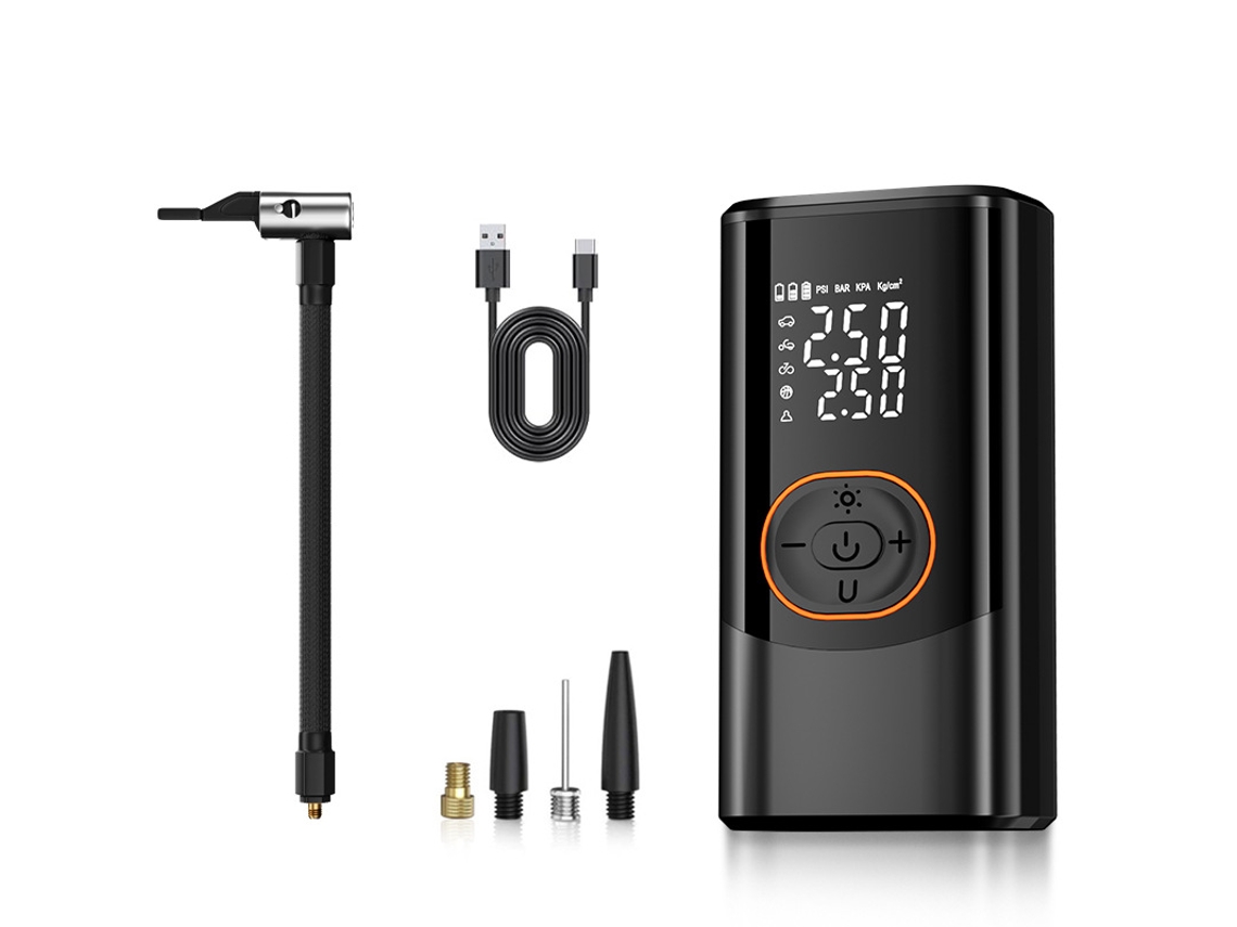 Compressor De Ar Para Carro - Wireless + Usb Preto