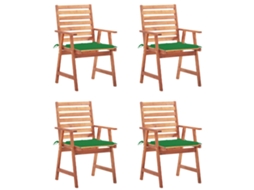 Vidaxl Cadeiras De Jantar P/ Jardim 4 Pcs C/ Almofadões Acácia Maciça