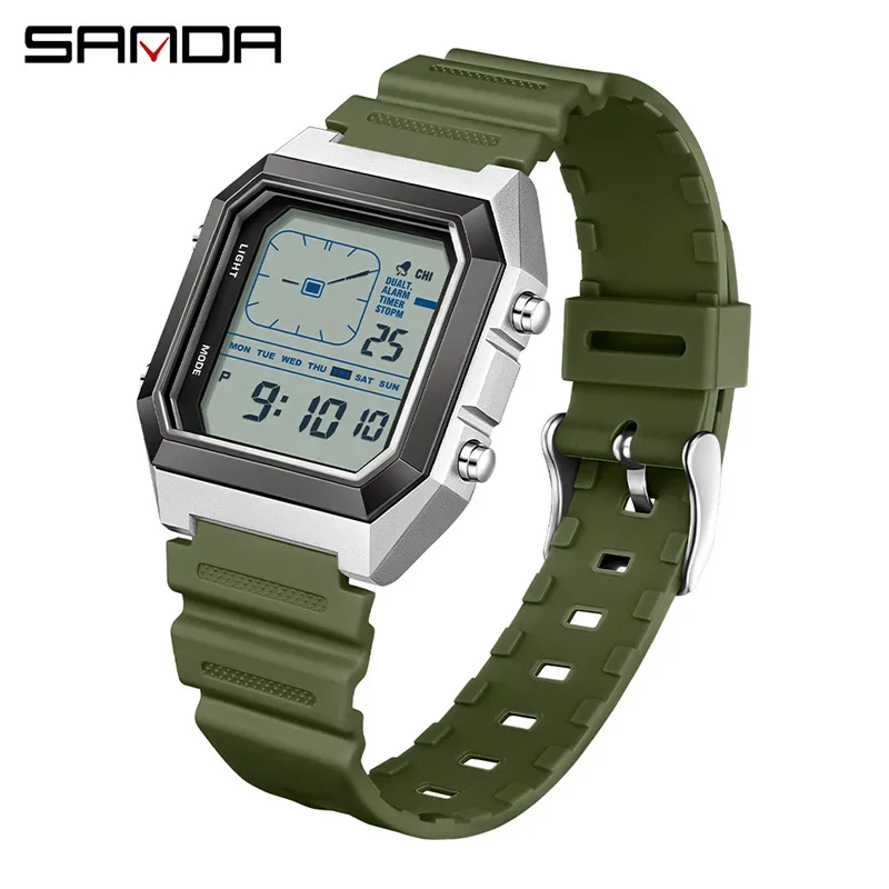 Relógio Digital MDUG Masculino para Esportes, Luminoso, Cronômetro, Calendário, Resistente À Água (verde)