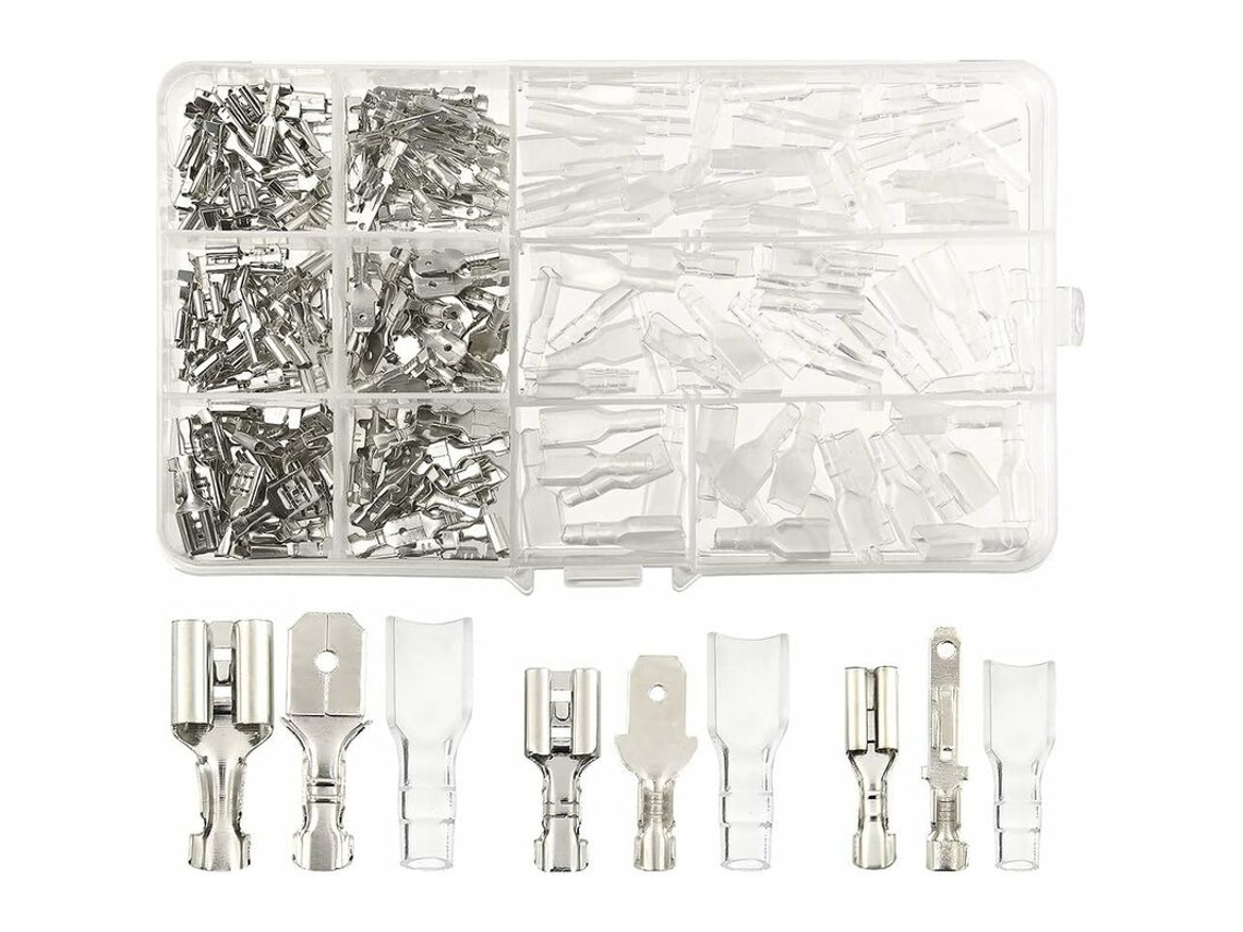 270 Peças De Terminais Cabo, Conectores Em T, Conectores De Cabo Tipo Pá Macho E Fêmea, Bloco De Terminais Crimpagem Com Manga Isolante, 2, 8 Mm, 4