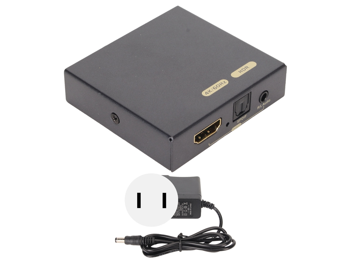 Extractor De Som Hdmi 2.0 4k 60hz Óptico Canal 5.1 Para 3.5mm Plug Us 100‑240v
