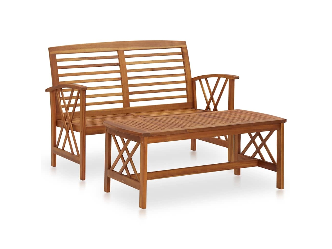 Vidaxl 2 Pcs Conjunto Lounge De Jardim Madeira De Acácia Maciça