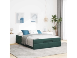 Vidaxl Estrutura De Cama Com Colchão 2 Pcs Verde Veludo