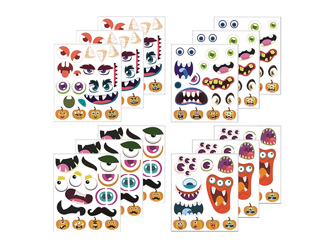 12 Folhas de Adesivos de Halloween ALLINLESS