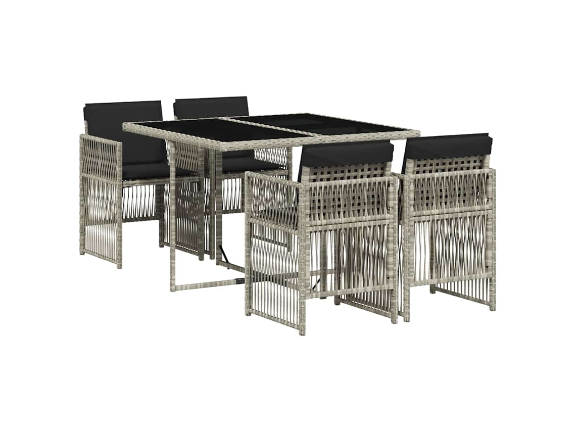 Conjunto de 5 Jantar para Jardim com Almofadões Cinzento Claro MAISON EXCLUSIVE