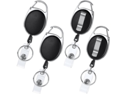 Porta-crachá Retrátil, Conjunto De 4 Chaveiros Retráteis Resistentes, Suporte 2 Em 1 Para Crachá Com Alça Para Chaveiro E Porta-cartão De Identif