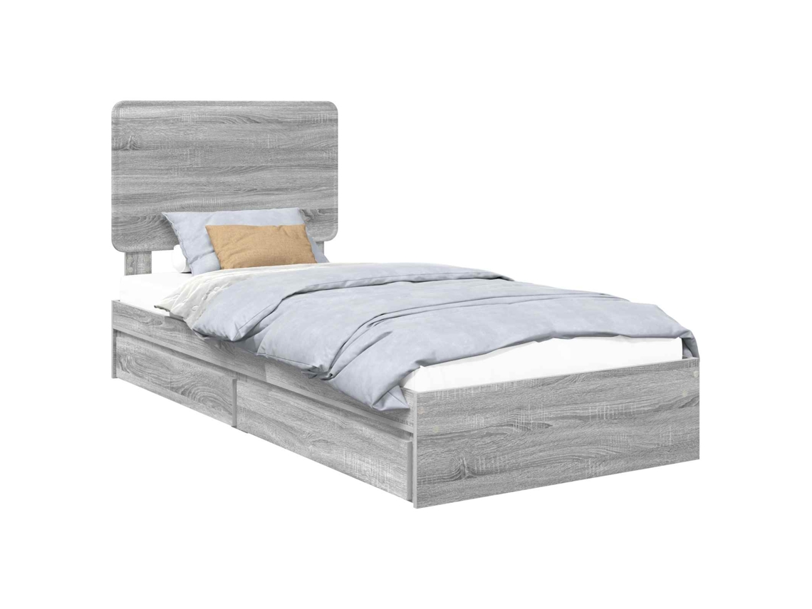 Cama com Armazenamento Cinza Sonoma 90x200 cm MAISON EXCLUSIVE