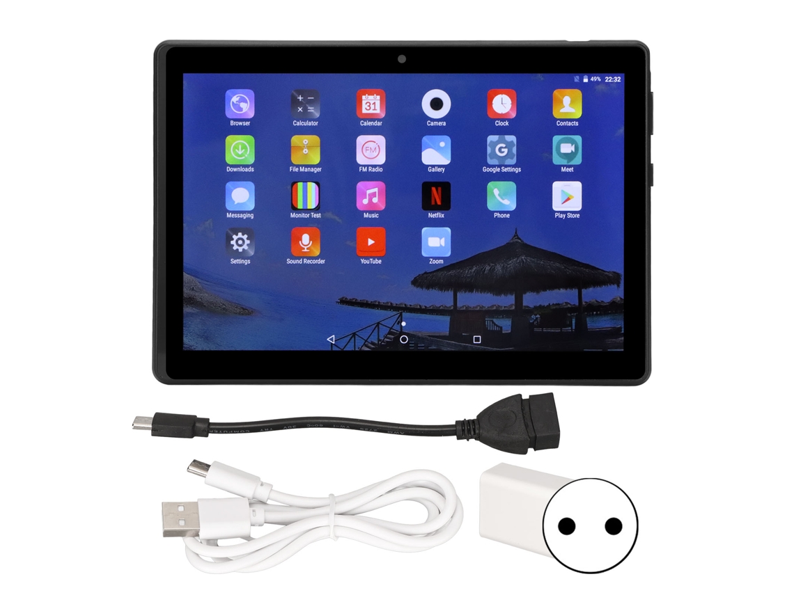 Tablet para chamadas (memória expansível de 128 GB, capa grande de tecido com 8 dobras)