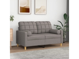 Vidaxl Sofá 2 Lug. +almofadas Decoração 120cm Tecido Cinza-acastanhado