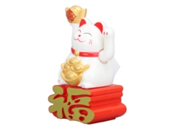 Ornamento de gato Sorte Braço Mexendo Atrai Riqueza Branco Mly23110