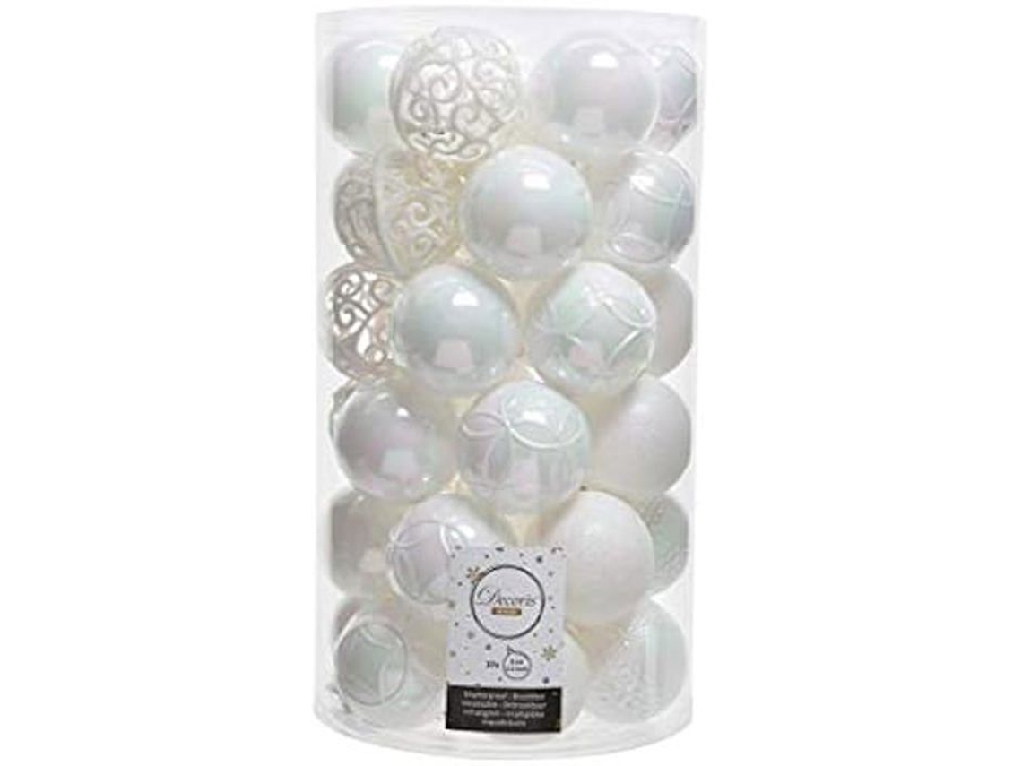 Bolas de Natal de Plástico Branco Iridescente 6 Cm X 37 KAEMINGK