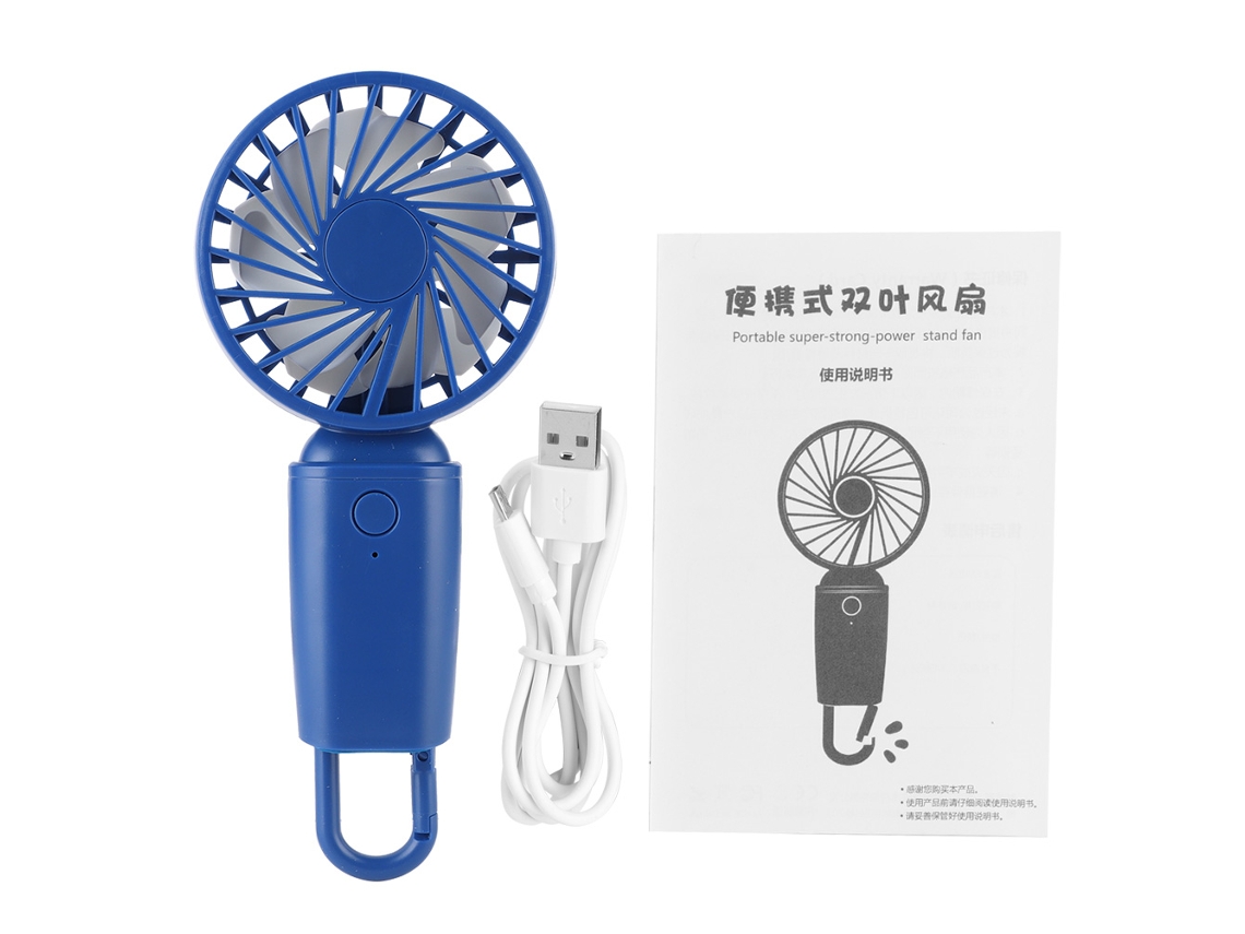 Ventilador Portátil Mini Usb Recarregável com Gancho Azul