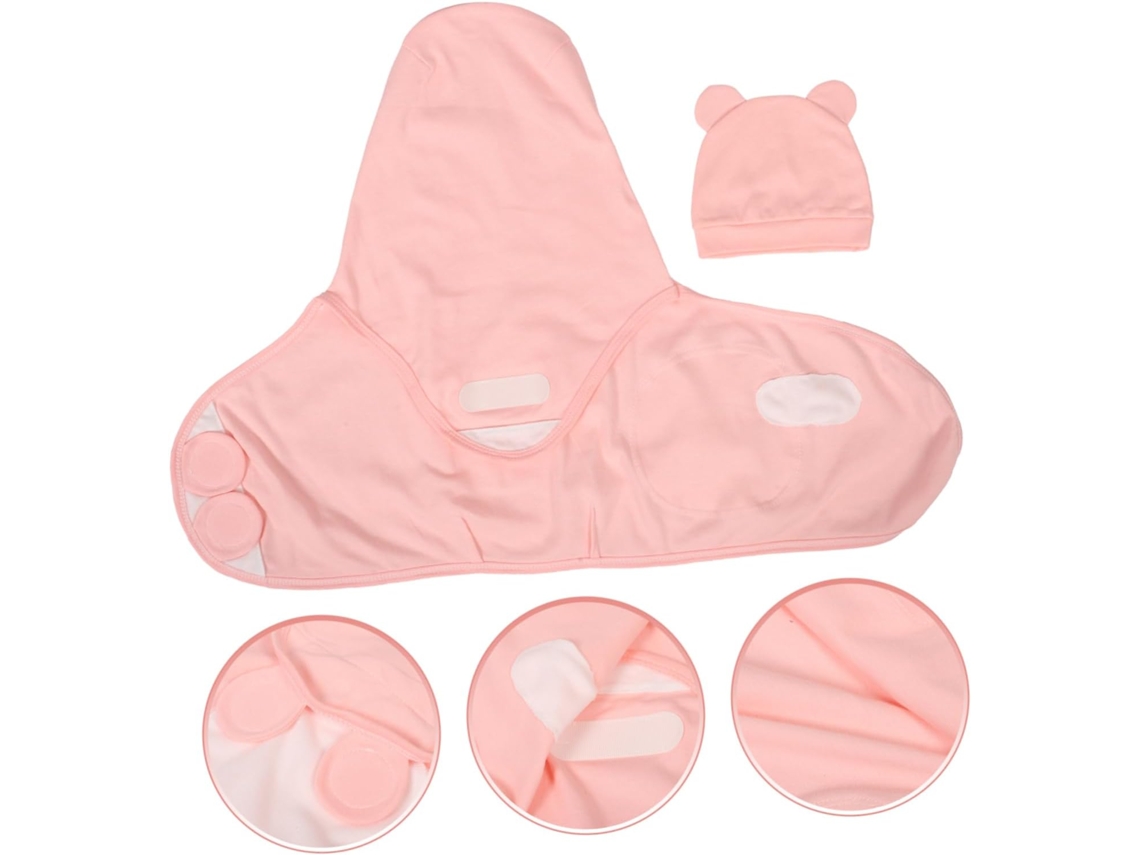 1 Conjunto De Saco De Dormir Estilo Chapéu Para Bebê, Cobertor De Algodão Para Recém-nascido, Rosa