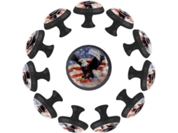 Puxadores E Botões Redondos Para Gavetas Armários, Conjunto De 12 Peças, Com A Bandeira Americana E Águia, Ideais Para