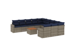 Conjunto de 12 Sofás para Jardim com Almofadões Vime Pe Cinzento MAISON EXCLUSIVE (90x200 cm)