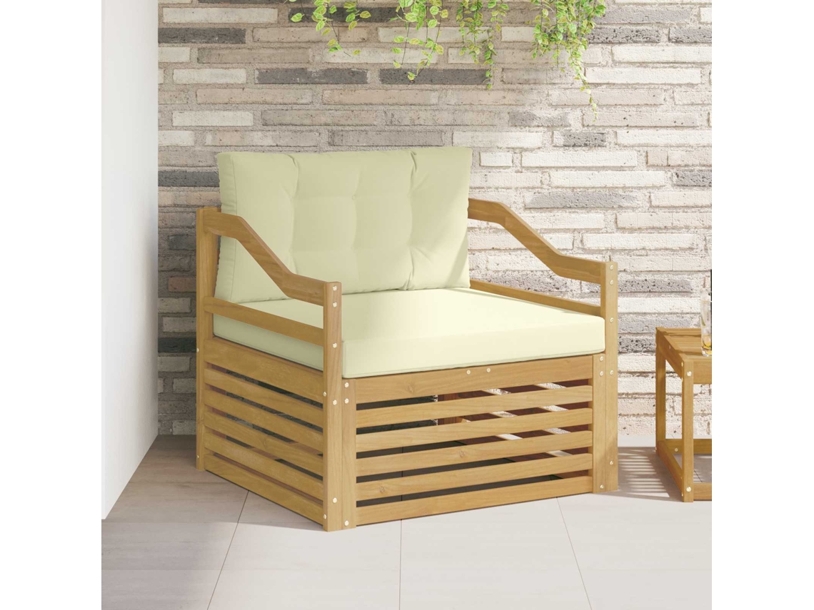 Vidaxl Sofá Exterior Branco E Creme