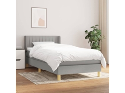 Vidaxl Cama Com Molas/colchão 90x190 Cm Tecido Cinzento-claro