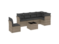 Maison Exclusive - 7 Pcs Conjunto Sofás P/ Jardim C/ Almofadões Vime Pe Cinzento