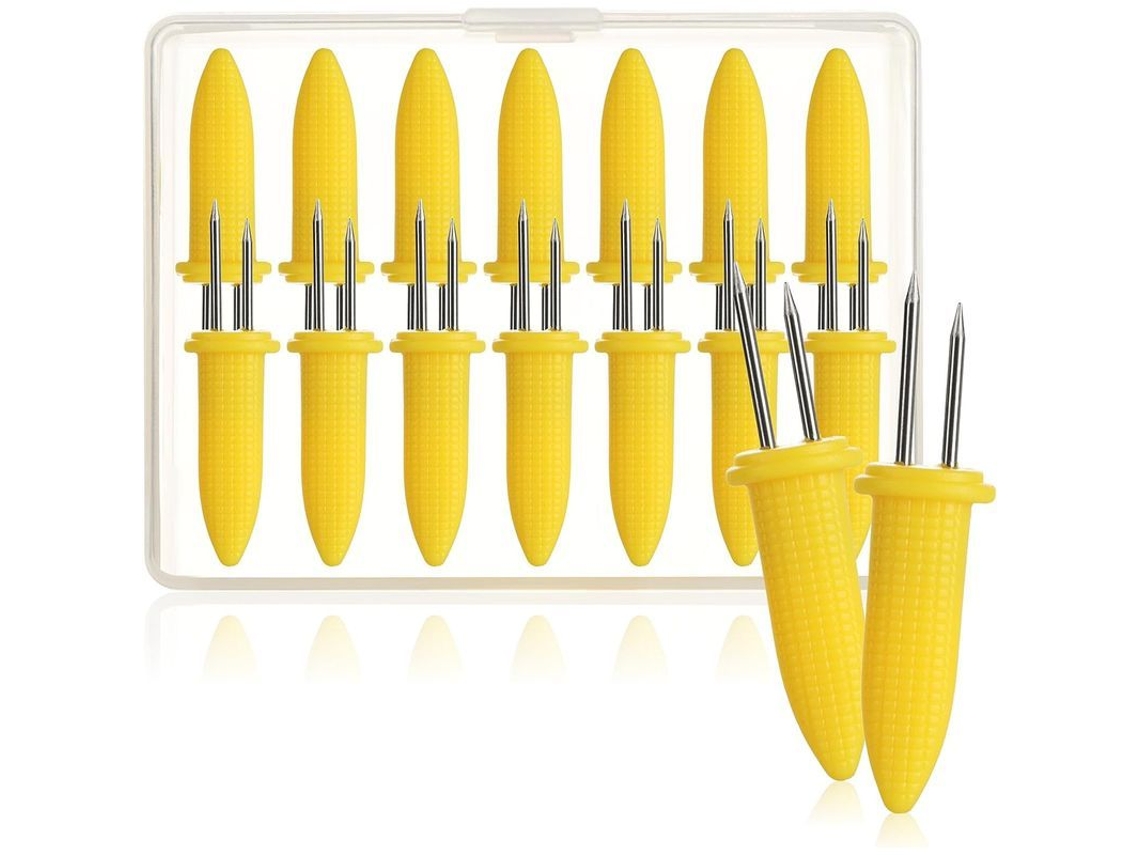 16 Espetos para Milho com Pinos de Aço Inoxidável, Resistente À Ferrugem Reutilizáveis (16 Unidades)