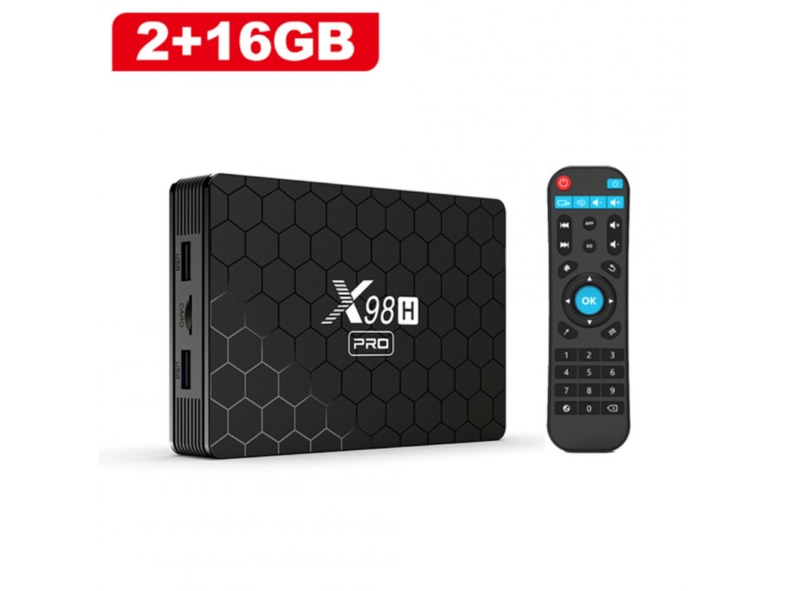 Box Smart Tv Android 12 X98H Pro Quad Core 4K 2.4G 5G Wifi Bluetooth 5.0 Ue Plug 2+16Gb