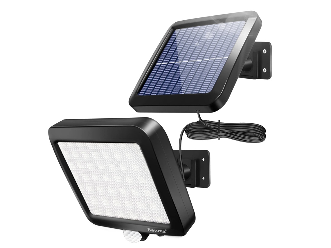 Lâmpada Solar De Exterior 56 Leds Com Sensor De Movimento,ip65,ângulo De 120°,iluminação Para Jardim Com Cabo De 5 Metros Btforus