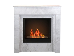 Lareira De Chão Bellini A Bioetanol En Madeira Efeito Mármore Blanco, Fabricado na Itália, C96 X L35 X H96
