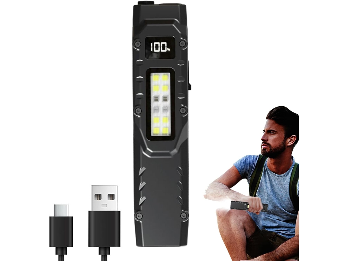 Lanterna De Clipe, Lanterna Tipo Caneta Recarregável Via Usb Iluminação Externa Com Clipe E Visor Gokoco