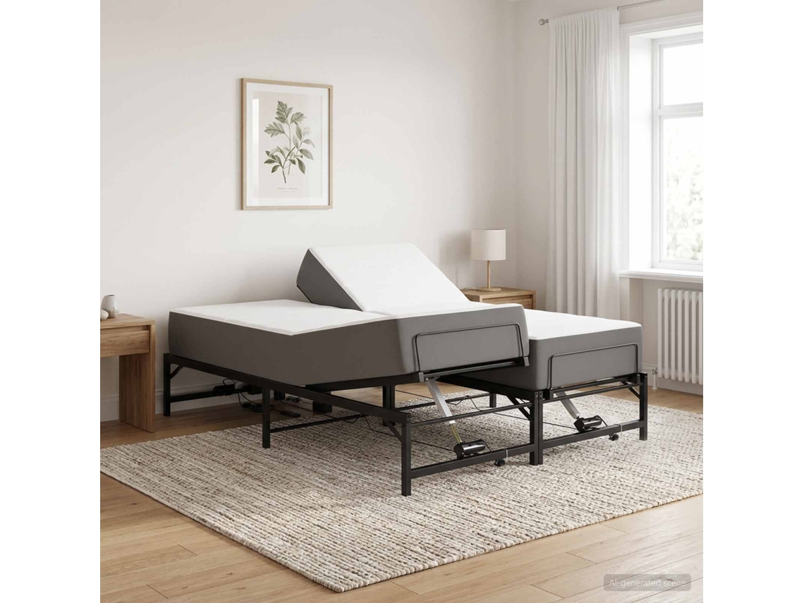 Vidaxl Estrutura De Cama Elétrica Ajustável Preto 120 X 190 Cm Aço
