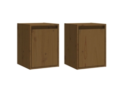 Conjunto de 2 Armários de Parede MAISON EXCLUSIVE em Pinho Maciço Castanho Mel (30x30x40 cm)