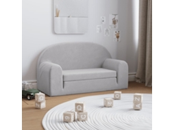 Vidaxl Sofá-cama Infantil De 2 Lugares Pelúcia Macia Cinzento-claro