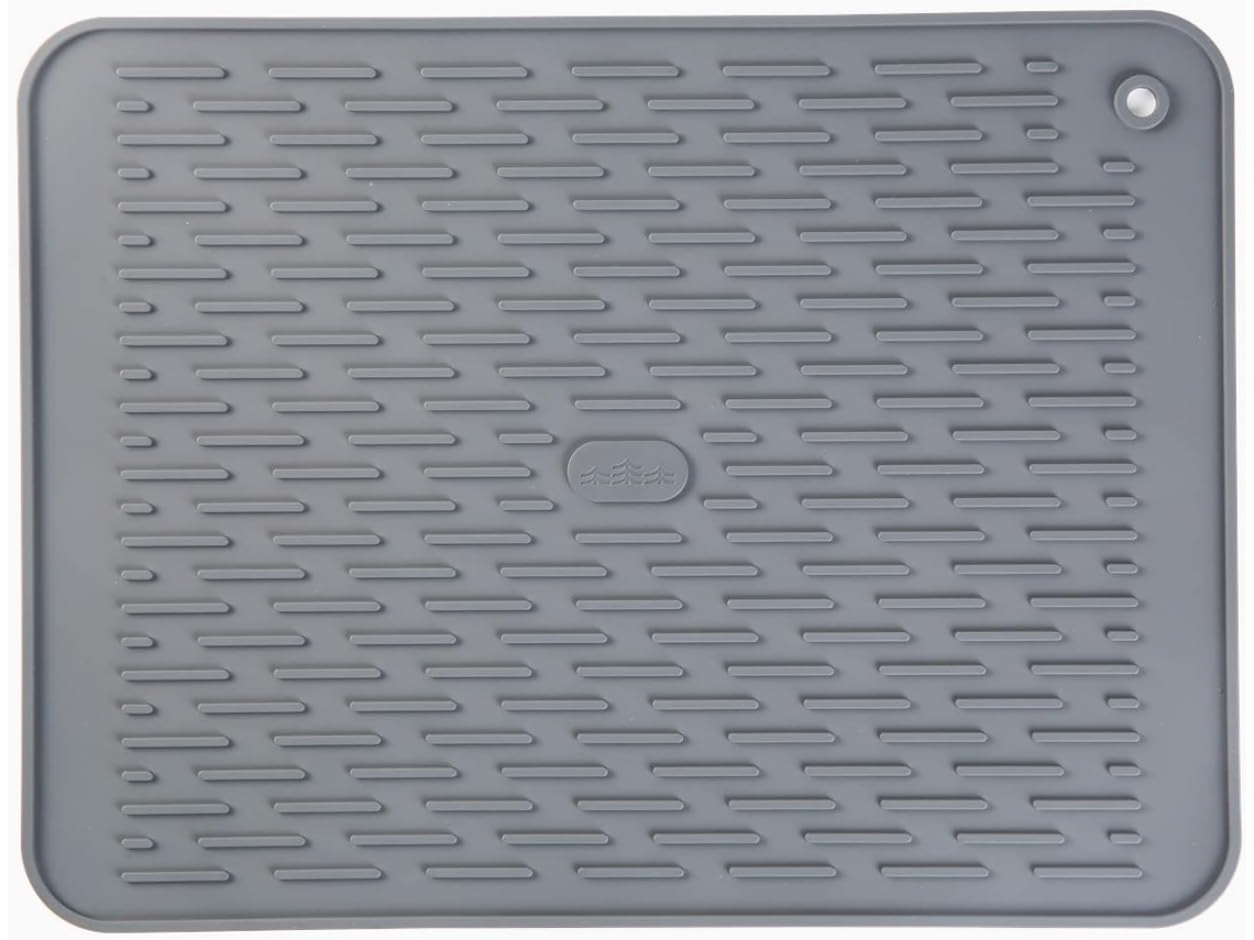 Tapete De Silicone Secagem Rápida Para Escorredor Pratos, Antiderrapante, Resistente Ao Calor, Pia Cozinha, 40 X 30 Cm, Cinza Esc -aquaforge