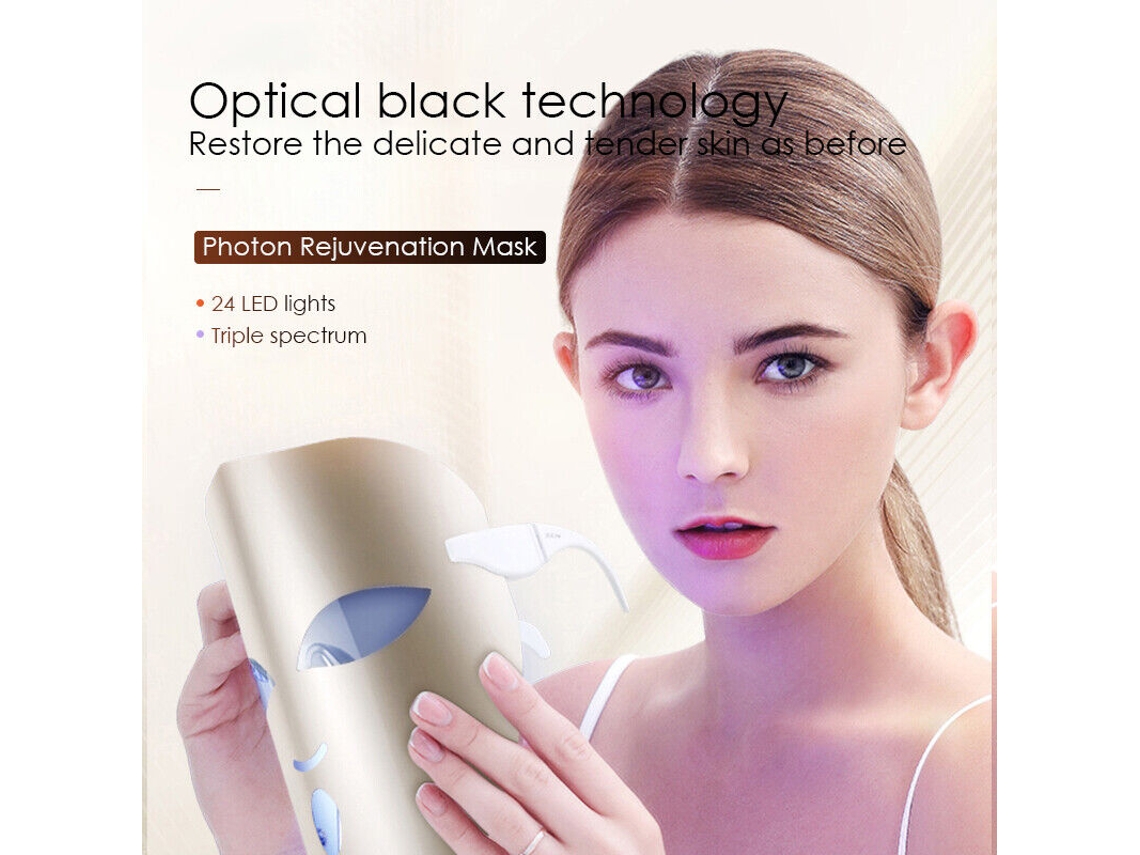 Máscara De Led Photon Terapia Rejuvenescimento Da Pele 24 Luzes Led SUNNY SPACES