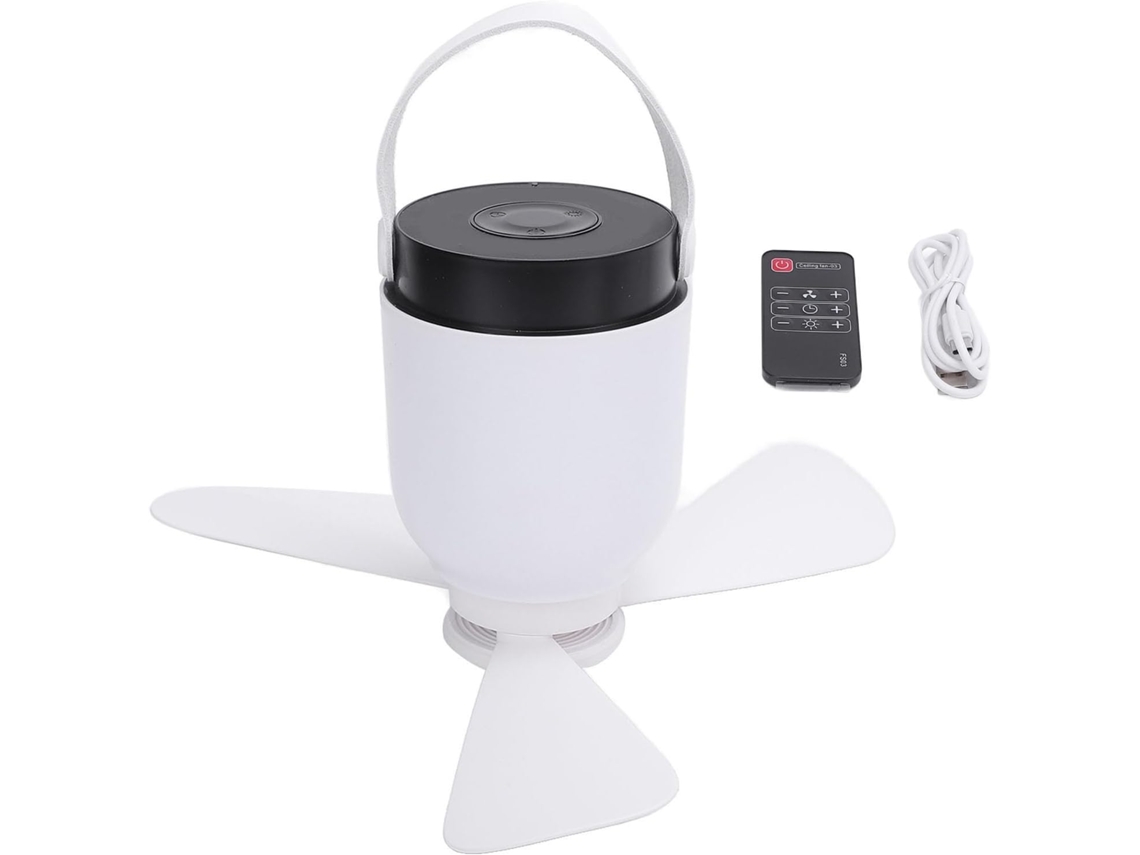 Ventilador De Teto Recarregável Via Usb Com Luz Led, Portátil