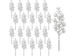 20 Peças De Decoração De Bagas, Galhos Artificiais De Azevinho, Hastes De Bagas Natalinas Para Decoração De Árvore De Natal, Época Aquaforge