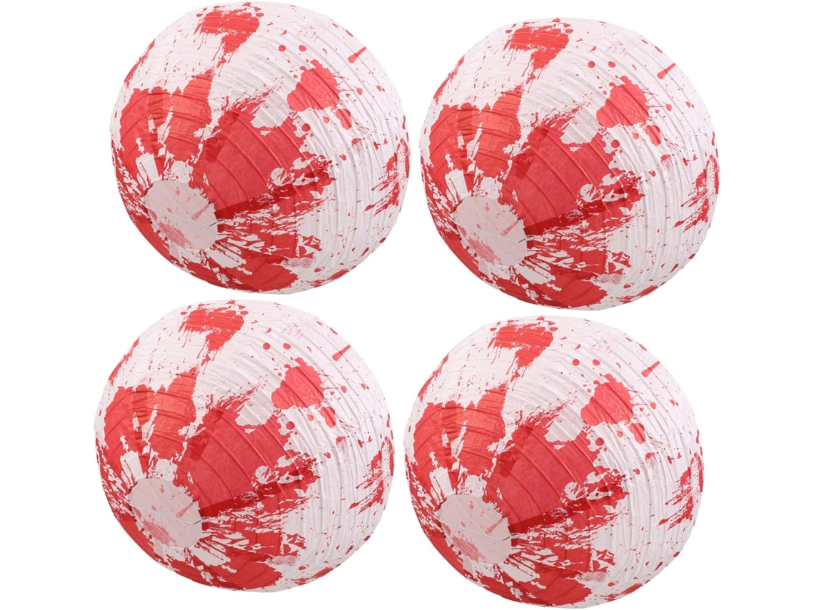 Conjunto de 4 Lanternas de Papel Ensanguentadas para o Halloween, Decoração Assustadora para Pendurar. SFUSHOS
