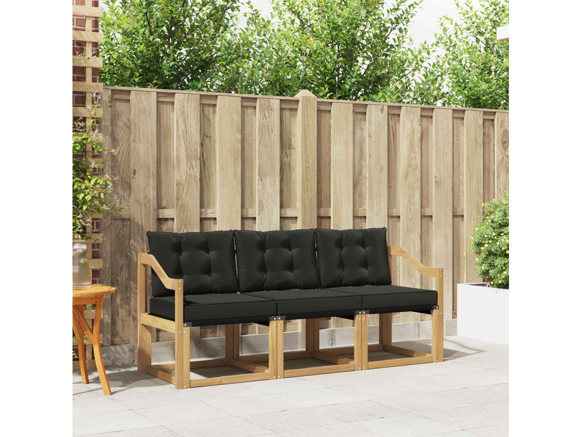 Vidaxl Conjunto De Sofás Para Exterior 3 Unid. Branco E Preto