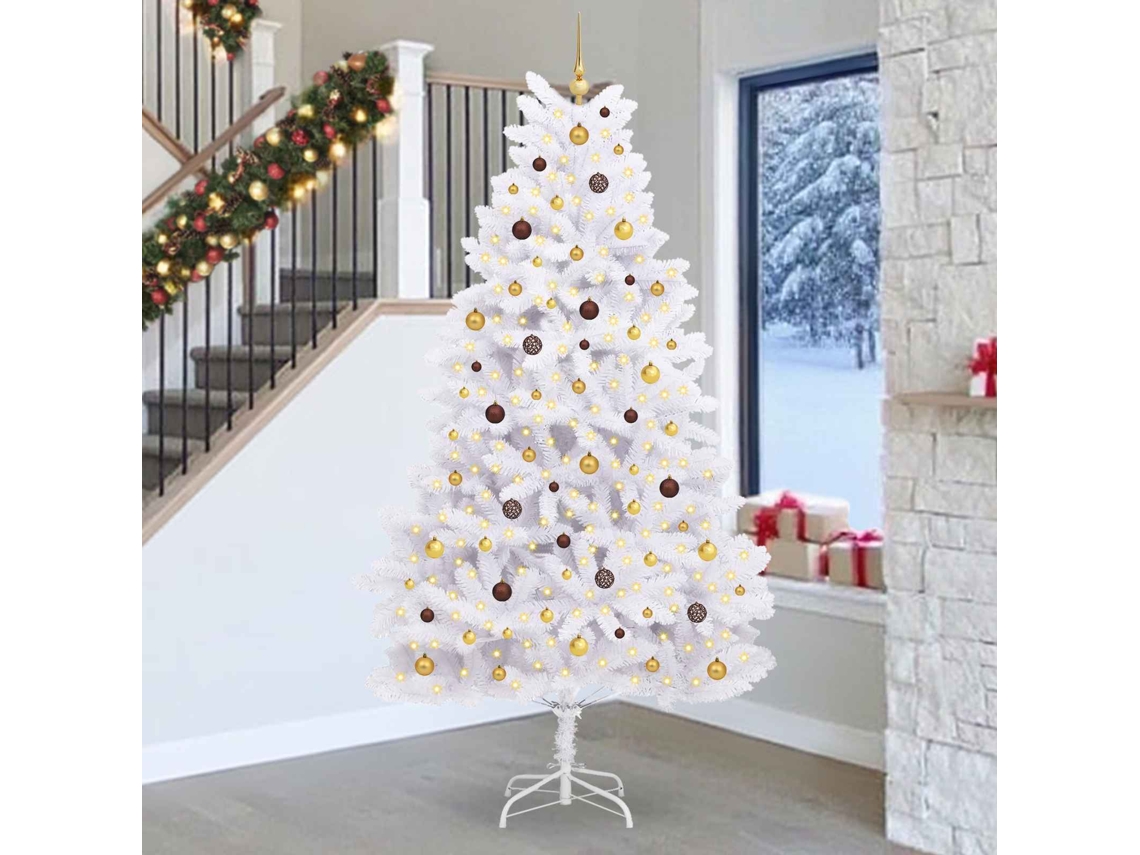 Vidaxl Árvore De Natal Artificial 270 Cm Pvc E Aço Branco
