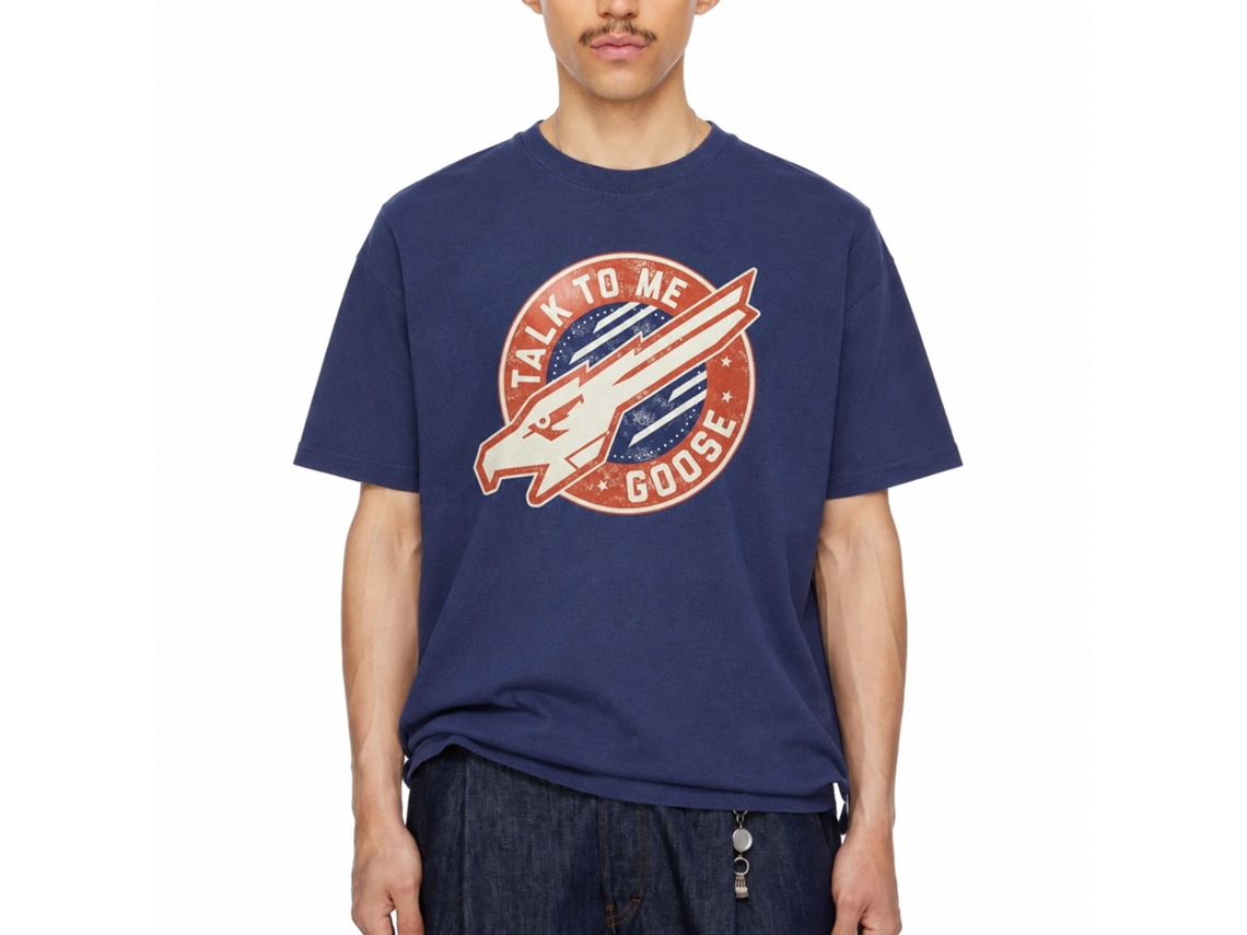 Rockinstone Top Gun Talk To Me Goose Navy T-shirt Size:l