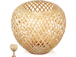 Luminária De Teto Suspensa Em Bambu Trançado Natural, Ideal Para Iluminação Suave Em Salas De Estar, Quartos E Banheiros.