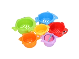 Primerox brinquedo de Xícaras de Empilhamento para Bebês 6 Peças com Forma de Peixe Cartoon Jogo Educativo para Banho