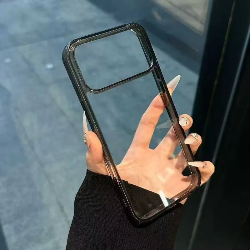 Capa Transparente Laranja À Prova De Choque Para Iphone 16 Pro (preto), Feita De Acrílico Rígido.