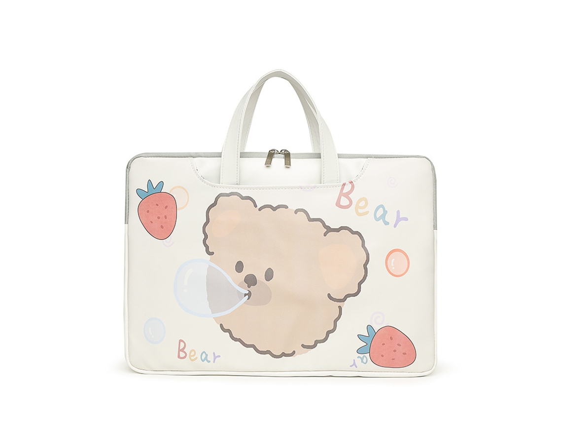 Bolsa para laptop fofa de desenho animado para Cuich de 13 polegadas (urso morango)
